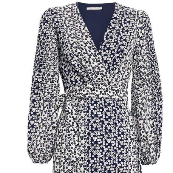 La Maison TALULAH Remember Me Midi Wrap Dress Blue White Floral Size XXL - Picture 4 of 7